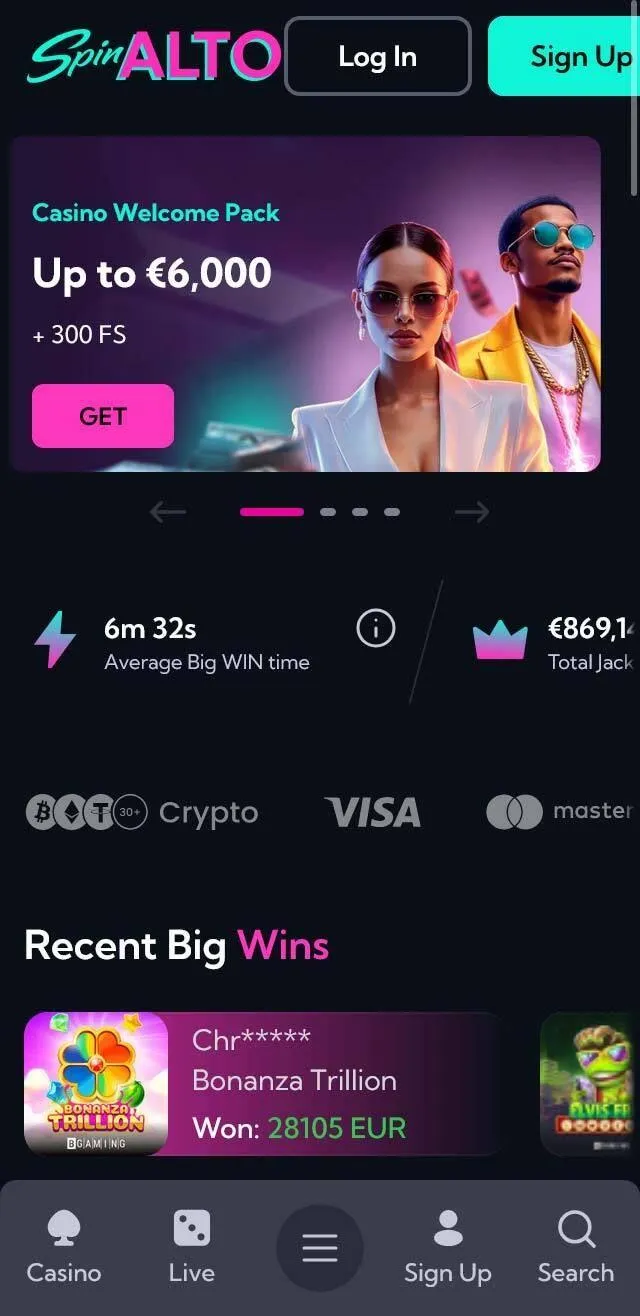 Spinalto Casino affiliate-landingspagina voorbeeld